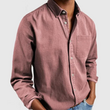 Bryan - Bequemes Langarm-Hemd mit Revers – Rosa