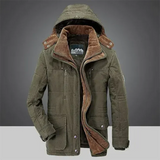 Herren-Winterjacke mit Kapuze und Verstärkung | isolierte Ausführung – Armeegrün