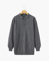 Bennett | Luxuriöser Herren Kaschmirpullover mit Polokragen & Knopfleiste – Grau