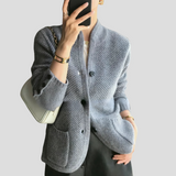 Martina | Langer Kaschmir Cardigan mit V Ausschnitt – Grau