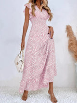Denaiah – Stilvolles Sommerkleid mit Flügelärmeln – Rosa