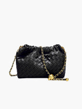 Geflochtene Schultertasche – Schwarz