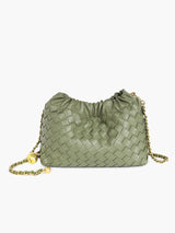 Geflochtene Schultertasche – Grün