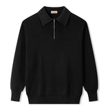 Elijah Strickpullover mit Polokragen und Reißverschluss – Dunkelgrau