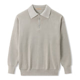 Elijah Strickpullover mit Polokragen und Reißverschluss – Hellgrau