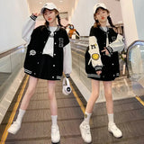 Vivian – stylische college-jacke für mädchen – Schwarz