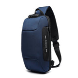 Unisex Eingebauter Ladeanschluss Umhängetasche | Anti-Diebstahl – Marineblau