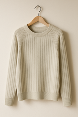 Charles Strickpullover Gerippt Rundhals – Beige