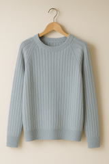 Charles Strickpullover Gerippt Rundhals – Grau
