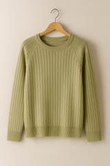 Charles Strickpullover Gerippt Rundhals – Grün