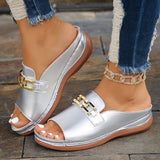 CharmVita™ – Elegante Damen Keilsandalen mit Komfort & Stil – Silberne Metal