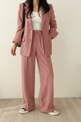 Damen Zweiteiliges Set | Blazer und Pantalon Kombiniert – Rosa