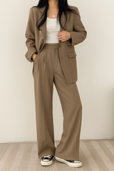 Damen Zweiteiliges Set | Blazer und Pantalon Kombiniert – Khaki