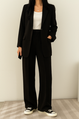 Damen Zweiteiliges Set | Blazer und Pantalon Kombiniert – Schwarz