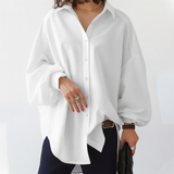 Damen Bluse | Locker geschnittene Ausführung mit klarer Form – Weiß