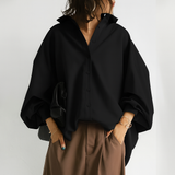 Damen Bluse | Locker geschnittene Ausführung mit klarer Form – Schwarz