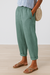 Sophie | Mühelose Sommerhose mit eleganten Seitentaschen – Hellgrün