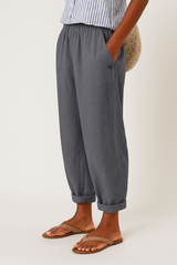 Sophie | Mühelose Sommerhose mit eleganten Seitentaschen – Grau