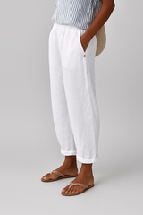 Sophie | Mühelose Sommerhose mit eleganten Seitentaschen – Weiß