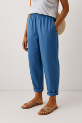Sophie | Mühelose Sommerhose mit eleganten Seitentaschen – Blau