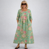 Zunia – Midi-Kleid Mit Blumenmuster Und Taschen – Grün