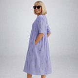 Zunia – Midi-Kleid Mit Blumenmuster Und Taschen – Lila