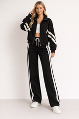 Damen Trainingsset | zweiteilig mit Top und Hose – Schwarz