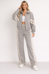 Damen Trainingsset | zweiteilig mit Top und Hose – Grau
