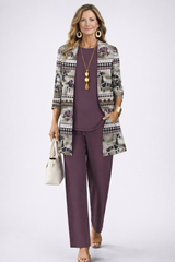 Valerie | Elegantes 3-teiliges Casual-Set – Pflaumenlila