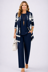 Carol | Elegantes 3-teiliges Casual-Set – Marineblau