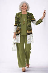 Deborah | Elegantes 3-teiliges Casual-Set – Olivgrün