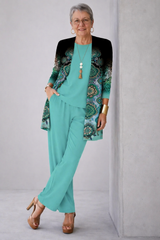 Gillian | Elegantes 3-teiliges Casual-Set – Teal Grün