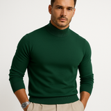 Herrenpullover | Rollkragen Langarm Pullover Körpernahe Passform – Grün