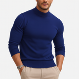 Herrenpullover | Rollkragen Langarm Pullover Körpernahe Passform – Blau