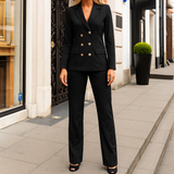 Damen Anzug Set | Zweiteilige Ausführung mit Blazer und Hose – Schwarz