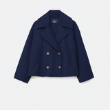 Damen Kurzmantel | Doppelte Knopfleiste in eleganter Ausführung – Marineblau