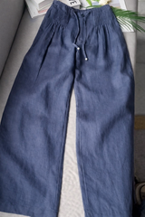 Kuupik – Weite Hose Aus Leinen – Marineblau
