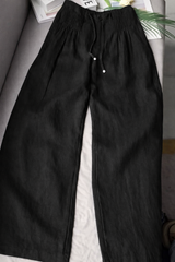 Kuupik – Weite Hose Aus Leinen – Schwarz