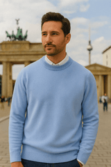 Thomas – Mühelos stilvoller Pullover mit geometrischem Muster – Hellblau