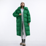 Damen Jacke | lange Ausführung mit Kapuze und Frontverschluss – Grün