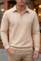 Eliyahu - Stylische Langarm Jacke Mit Halbem Reißverschluss – Khaki