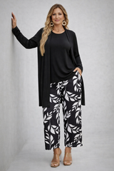 Eponine | Elegantes 3-teiliges Casual-Set – Schwarz