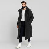 Henrik | Langer Luxus-Wintermantel für Herren – Schwarz