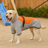 PawEase – Hundejacke mit verstellbarer Passform und integriertem Geschirr – Grau Orange