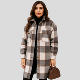 Megan | Karierte Wolljacke – Grau