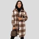Megan | Karierte Wolljacke – Dunkelbraun