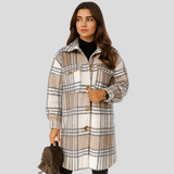 Megan | Karierte Wolljacke – Khaki