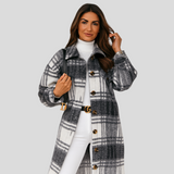 Megan | Karierte Wolljacke – Schwarz
