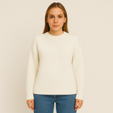 Liv | Bequemer Rundhalspullover für Damen – Weiß