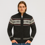 Noah | Warmer Herrenpullover mit Schneeflocken-Print und Reißverschluss – Dunkelgrau